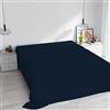Italian Bed Linen Lenzuolo Sopra MAX COLOR Matrimoniale Maxi 270x300 cm, 100% Cotone Made in Italy - Lenzuola Letto Matrimoniale Maxi in Tinta Unita - BLU SCURO