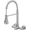 HURRAN Rubinetto Cucina a Muro, Rubinetto Lavello Cucina con 3 Modalità di erogazione, Rubinetto Girevole Monocomando a 360° in Acciaio Inox, Nichel Spazzolato