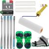 VKE Rullo Frangibolle per Autolivellante 23 cm - Lunghezza Chiodi 14 mm, Rullo di Sfiato, 2 Rullo Pittura 23 cm, Asta Telescopica 1,5 m, Scarpe Chiodate per Prato 30 mm,Autolivellante-Solo 1 Maniglia