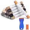 Nakutita Kit di pastelli a cera per la riparazione di mobili, stick riempitivo per legno, kit di riparazione per pavimenti in laminato, per ritocchi su superfici multiple, graffi, fori, tavoli, scrivanie