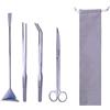 WANGCL Strumenti per acquario 4 in 1 Strumenti per acquari Aquascaping Forbici per acquario Raschietto per acquario Pinzette per pesci Starter Kit e piante d'acquario