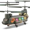 VATOS Elicottero telecomandato, 2,4 GHz, trasporto militare RC elicottero con ritenzione in altezza, start/atterraggio, luce LED, esercito RC Elicottero giocattolo per ragazzi e fan militari