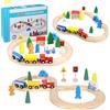 Cylora Set ferroviario in legno, 33 pezzi, giocattolo per ferrovia in legno per bambini, pista macchinine giochi, pista trenino, giocattolo educativo per ragazze e ragazzi 3-8 anni, Regalo Natale