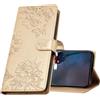 SIYOPINPFY Cover Portafoglio per Huawei P20, Farfalla Antiurto PU Pelle Magnetico Flip Supporto Cover per Huawei P20, Custodia Porta Carte e Cinturino Cover per Huawei P20 XY Oro