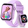 AIMIUVEI 4G Smartwatch Bambini, 1,83''HD Orologio Smartwatch Bambini con GPS e Chiamate, Batteria da 800 mAh, Videochiamate, Chat Vocale, WiFi/LBS/SOS/SMS, Modalità Classe, Contapassi, Sveglia (Viola)