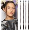 INSPUTOL Extension capelli sintetici intrecciati 43 cm con clip, uso quotidiano e feste, castano scuro (4 pezzi)