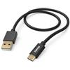 Hama Cavo Fabric USB 2.0 A, connettore di ricarica USB C (480 Mbit/s, nylon, 3 A, placcato oro, 1,5 m) nero