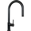 SCHOCK | Miscelatore Aquarain Monocomando Canna Alta Curvata con Doccetta Estraibile Doppio Getto, Colore Nero, h445