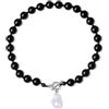 GAVU Girocollo da Donna con Perline Nere Annodate a Mano, Collana di Onice Nero da Donna Chiusura T-bar 42cm