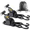 vsshe Cinghia di ancoraggio automatica, 2 Pcs Cinghie a Cricchetto Automatico, 2.5cm x 3.3m Cinghie di Tensione, resistenza massima alla rottura di 680 kg, con Ganci a S di Sicurezza, per Moto, Auto.