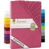 Lavea® Lenzuolo con Angoli Singolo 90x200 cm - Jersey 100% Cotone - Per Materassi Topper fino a 12 cm - Con Elastico Tutto Intorno - Certificato OEKO-TEX - Corallo