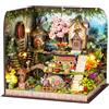 CSYY Miniature Casa, Magico con Mini Giardino Libreria con Luce LED e Carillon Decorazione per Libreria Stile Vintage con Piante Verdi e Fiori Regalo Creativo per Adulti e Adolescenti