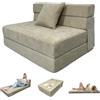 ANONER Divano Letto Pieghevole 4 in 1 1 Posto, Beige | spuma ad alta densità monoblocco, cuscino incluso, fissaggio velcro, fodera rimovibile, 100x193cm, per soggiorno e camera