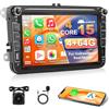 Motorsi 4G+64G Motorsi Carplay Autoradio per VW Golf 5 Tiguan Touran Passat Polo Caddy Skoda Seat con Wireless Android Auto Touchscreen Navi/WiFi/SWC/Canbus/FM/RDS/BT/EQ+AHD Camera+Mic