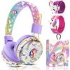 JYPS Cuffie Bluetooth Bambina, Unicorno Cuffie Bambini Senza Fili, Wireless Headphones Bluetooth Bambino Over Ear, Pieghevole Audio Stereo HD Ragazza per Musica, con Carte Slot