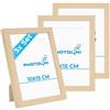 PHOTOLINI Cornici 10x15 cm legno MDF naturale, set di 3 cornici per poster, plexiglass infrangibile, da tavolo o da parete, accessori extra inclusi - per foto, immagini e poster