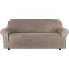 H.Versailtex, Copridivano in velluto elasticizzato per divano a 1/2/3 posti, idrorepellente, vari colori, Pelle & scamosciato, Tortora, 3 Seater:173-245cm