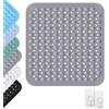 OUTALIZ Tappetino Doccia, 80 x 80 cm, Grande Tappetino Antiscivolo con Ventose, Tappeto Doccia Massaggiante con 2 Ganci, Tappeto da Bagno Antiscivolo, Lavabile in Lavatrice, per Bagno e Sauna, Grigio