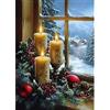 QENSPE Natale Diamond Painting Kit Completo, Inverno Candele Pittura Diamante per Adulti 5D Rotondo Diamantini Strass Mosaico Art Artigianato Decorazioni da Parete - 30x40cm