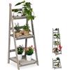Relaxdays Scaletta per Piante, a Livelli, Pieghevole, Scaffale con 3 Ripiani a Scala, HLP 108x41x40 cm, in Legno, Grigio