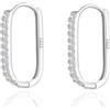 Reffeer Orecchini a cerchio quadrati in argento sterling 925 CZ per donne orecchini ragazze orecchini a cerchio CZ U orecchini a cerchio minimalista