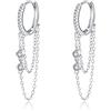 Reffeer Orecchini a cerchio in argento Sterling 925 massiccio a goccia, per donne e adolescenti, mittel, Argento sterling, Zirconia cubica