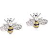 Reffeer Orecchini a bottone in argento Sterling 925 massiccio a forma di ape bombo, per donne, piccoli orecchini carini, orecchini con perle d'acqua dolce, 13mm x 10mm, Argento sterling, Zirconia