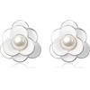 Reffeer Orecchini da donna in argento Sterling 925 con perle floreali, Medium, Argento sterling, Nessuna pietra preziosa