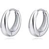 Reffeer Orecchini a cerchio massicci in argento Sterling 925 - orecchini a cerchio per donne e ragazze, spessi a forma di goccia, 17 millimeters, Argento sterling, Non pietra preziosa