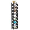 UrMsun Scarpiera verticale a 10 livelli, scaffale per scarpe alto e stretto, salvaspazio per porta d'ingresso, piccolo spazio, coppia singola robusta scaffale per scarpe (10 livelli) (nero)