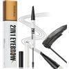 ZukqrymluvIQ Matita Sopracciglia 3D Waterproof 2 in 1 - Doppia Estremità con Effetto Microblading a 4 Punte ed Eyeliner di Precisione - Effeto Pelo a Pelo Naturale, Lunga Tenuta Resistente all'Acqua(nero)