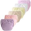 SEAUR Biancheria intima per neonata, set di 6 mutandine in cotone, per allenamento, bambino, per bambini, comode, tinta unita, Viola/Champagne/Beige/Giallo chiaro/Bianco/Rosa, 1-2 anni