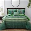 Cottolester Set copripiumino per letto king size, 8 pezzi, motivo bohémien a righe, verde scuro, motivo cachemire floreale e set di lenzuola, in morbida microfibra, per tutte le stagioni