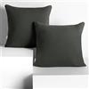 DecoKing Set di 2 federe 50 x 50 * 2 cm, jersey 100% cotone pettinato, chiusura a cerniera Grafite Amber