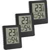 TFA Dostmann 3 Mini igrometro digitale per ambiente,30.5039.01.03, temperatura e umidità, Smiley, zona comfort, controllo climatico della stanza, funzionamento a batteria, nero