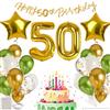 MIEWAA Palloncini 50 Anni Compleanno Uomo, Decorazioni Compleanno 50 Donna, Festa Addobbi con Striscione Happy Birthday, Palloncino Foil Numero 50 Grande e Stella, Palloncini Latex e Coriandoli Verdi