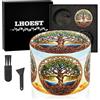 LHOEST Grande Grinder 63 MM Macinaspezie Manuale Metallo Grinder con 40 Denti Macinaspezie 4 Strati Grinder Marrone Albero Progetto con Raschietto e Spazzola in Plastica per Spezie Cucina