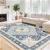 HiChiclife Tappeto da soggiorno blu 160 x 230 cm, antiscivolo e lavabile, stile orientale vintage, per sala da pranzo e corridoio, morbido e resistente