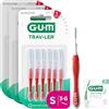 GUM TRAV-LER Scovolini interdentali | manico flessibile | pulizia profonda tra i denti e rimozione della placca | 0.8 mm, ISO 1 | Taglia S | Confezione 3x6 (+ 1 campione omaggio)