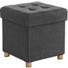 SONGMICS Cassapanca, Pouf Contenitore Piccolo, Poggiapiedi Pieghevole da 38 x 38 cm, Ottomano con Stoccaggio, Regge fino a 300 kg, per Soggiorno, Camera da Letto, Dormitorio, Grigio Ardesia LSF14GYZ