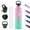 Vikastar Borraccia Termica, 750ml Senza BPA, Thermos per Bevande Calde, Acciaio Inox, Borraccia Termica 750 ml, a Prova di Perdite, Bottiglia Termica per Sport, Palestra, Ciclismo, Rosa & Verde