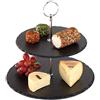 APS etagere a 2 livelli, piatti in ardesia Ø 25 cm, Ø 20 cm, H: 24 cm, metallo cromato