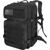 HEMSO Zaino Militare Tattico 45 Litri,Impermeabile Zaino Trekking,Grande Zaini da Viaggio,Molle Zaini di Assalto per Scuola Escursionismo All'aperto Campeggio Caccia Pesca Palestra Fotografico(Nero)