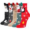PUTUO Calze Fantasia Donna Calzini Divertenti di Cotone, Calzini di Natale Donna Calze Animali, 5 paia, 36-41