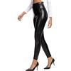heekpek Leggings in Pelle Donna Ecopelle a Vita Alta Leggins in Pelle Termici Pantaloni Nero Skinny in Ecopelle Leggings Sexy Elastico Aderenti Pantaloni PU,Nero S