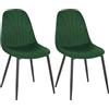 Lestarain Set di 2 Sedie per Sala da Pranzo in Velluto, Sedie da Cucina con Schienale Ergonomico, Seduta Imbottita, Gambe in Metallo, per Camera da Letto, Salotto, Verde scuro, LCNI114003-2
