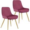 Lestarain 2x Poltroncina da Sala Pranzo Soggiorno Sedia da Scrivania per Cameretta con Schienale Poltrona in Velluto Gambe d'oro in Metallo Bordeaux LCNI73011-2