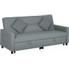 HOMCOM Divano Letto 3 Posti Reclinabile con Braccioli, Divano 3 Posti Angolare Trasformabile in Tessuto con Letto Matrimoniale Estraibile, 2 Cuscini per Soggiorno e Salotto, 196x90x89 cm, Grigio