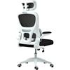 HOMCOM Sedia da Ufficio Ergonomica con Braccioli Ribaltabili e Poggiatesta, Sedia Scrivania Girevole con Altezza Regolabile, Supporto Lombare e Funzione Dondolo in Tessuto in Rete per Studio, Nero