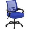 Yaheetech Sedia Ufficio da Scrivania Ergonomica in Rete Traspirante Girevole Reclinabile Regolabile in Altezza con Ruote e Braccioli Portata 136 kg Blu